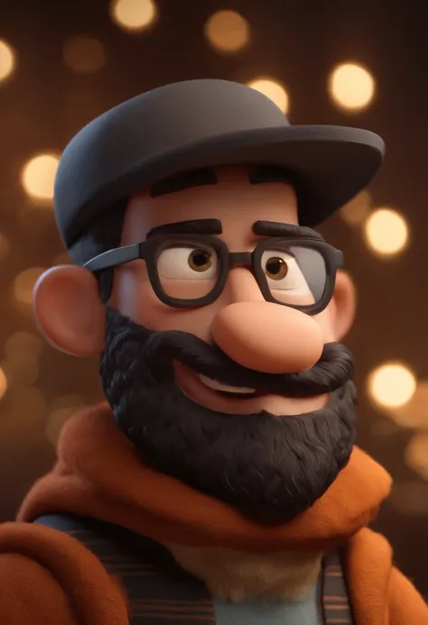 Cartoon character of a man with black glasses, Full beard and a brown sweater, animation character, Caractere estilizado, animation style rendering, 3D estilizado, Arnold Maya render, 3 d render stylized, toon render keyshot, Personagem 3D, Personagem 3D, ...