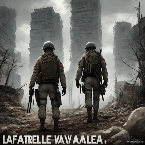 Affiche de recrutement d’un groupe pacifiste vivant dans un monde post-apocalyptique. L’affiche doit procéder des tracés de sang et la feuille doit être délabré