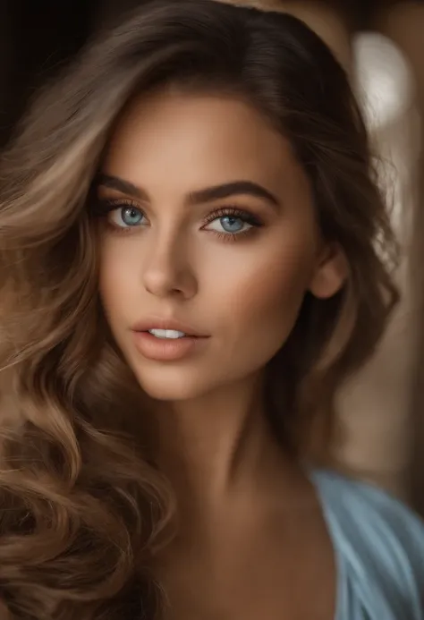 mulher arafed totalmente , menina sexy com olhos azuis, ultra realistic, meticulosamente detalhado, Retrato Sophie Mudd, cabelos loiros e olhos grandes, selfie de uma jovem mulher, olhos de estrabismo, Violeta Myers, sem maquiagem, maquiagem natural, Looki...