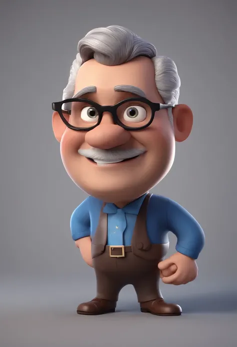 Cartoon character of a man with black glasses and a blue shirt, animation character, Caractere estilizado, animation style rendering, 3D estilizado, Arnold Maya render, 3 d render stylized, toon render keyshot, Personagem 3D, Personagem 3D, 3d rendering st...