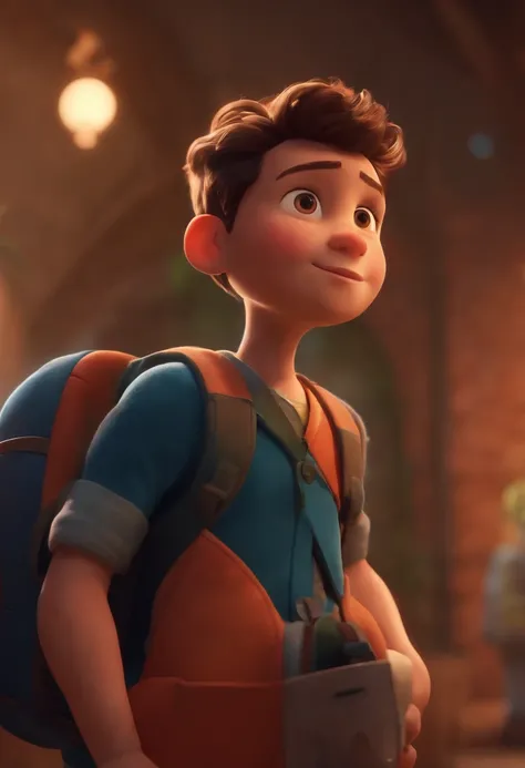 Image of a boy for a story in a YouTube video in Pixar format, Hes the little allabester, Hes the class leader, Hes outgoing, Playful and gets up for a lot of things