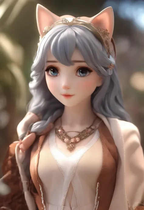 (Altas,best quality:1.2), anime, menina sentada, pernas cruzadas, cute 3d anime girl rendering, menina anime com orelhas de gato, Estilo de anime 3D realista, 3d menina anime, Estilo anime 3D, realistic anime girl rendering, menina gato atraente, anime 3d ...