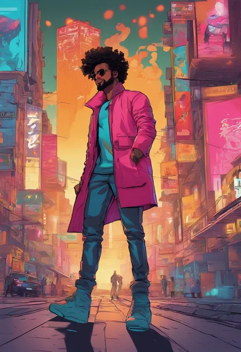 (best quality,4k,8k,highres,masterpiece:1.2),ultra-detailed,(realistic,photorealistic,photo-realistic:1.37),The weeknd,neon 3D style,minimalist city,selfie photo,futuristic,front view,cityscape in the background,neon lights,glowing signs,The weeknds face i...