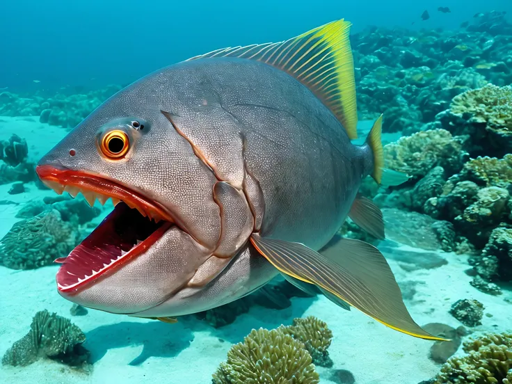 Massive scary fish in ocean