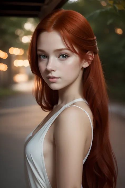 young girl,  redhead,  cinematic, the portrait showcases a young (redhead girl:1.6) with a shy and innocent demeanor,  blueish e...