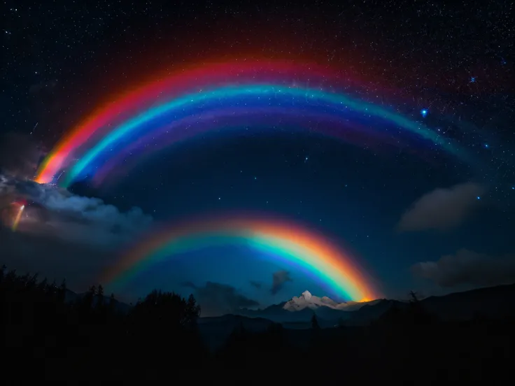 The Dark Universe　rainbows　Star-filled sky