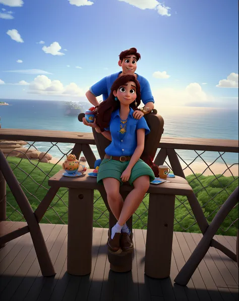 Um casal estilo Disney pixar, alta qualidade, melhor qualidade