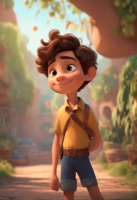 Image of a boy for a story in a YouTube video in Pixar format, Hes the little allabester, Hes the class leader, Hes outgoing, Playful and gets up for a lot of things, cabelo curto