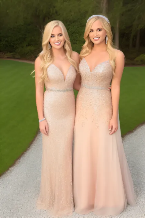 2 blond girls in prom dresses, normal instagram iphone photo quality