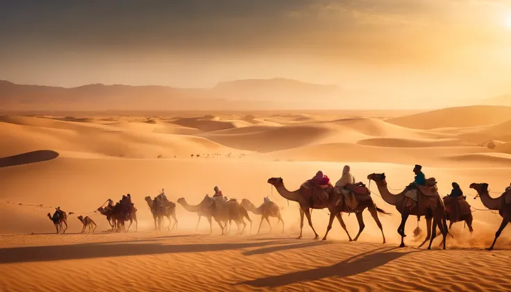 Crowd people 4000 years old with animals,cabra,vacas,bezerros,Camels children in the desert ,Highly detailed realistic epic,Adobe lightroom, photographic lab,dramatic light,cores diversas:1.2),(HDR:1.4) (detalhes intrincados:1.1)