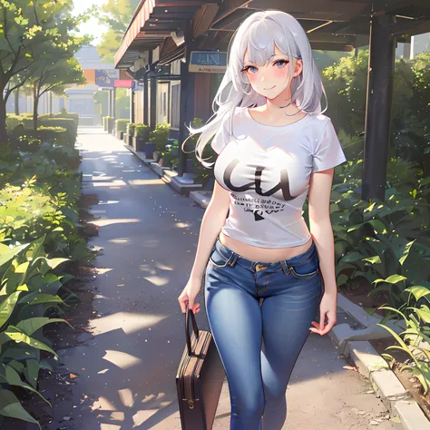 (((rose garden,Red T-shirt,Hide underwear,denim hot-pants))),((独奏,stroll)),((masutepiece,Full body,Wide background,Far angle)),Beautiful detailed skin,Perfect human anatomy,perfect hand,beautiful boob,saggy tits,portrait of a beautiful woman,Perfect face,(...