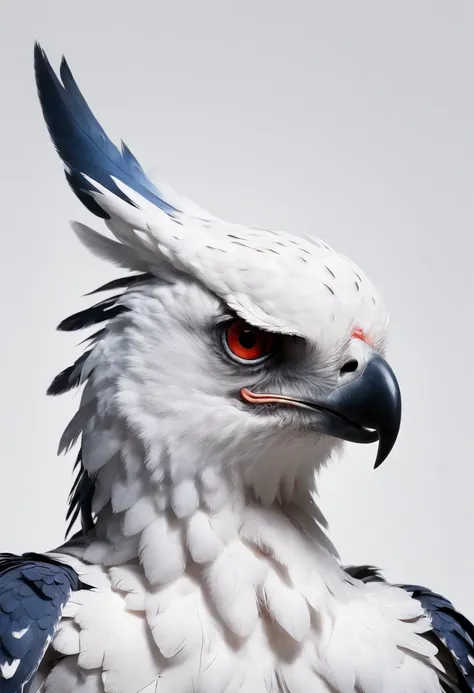 Splash art, a harpy eagle head, ((white background)), piercing eyes, epic Instagram, artstation, splash style of colorful paint, contour, hyperdetailed intricately detailed , unreal engine, fantastical, intricate detail, splash screen, complementary colors...