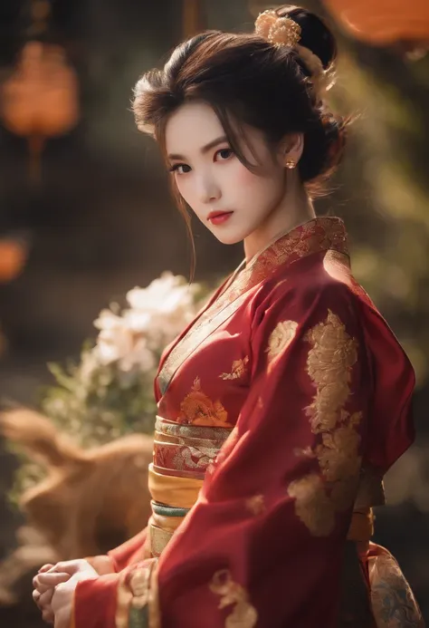 1girl, (Super Saiyajin:1.3),Hanfu, pet