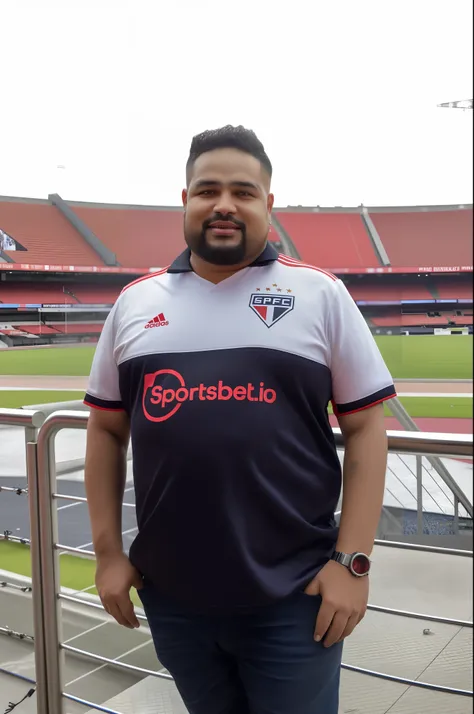 Arafed man in front of a stadium with a football field in the background, Pablo Perdomo, Mohamed Reda, Eloy Morales, Dan dos Santos, Joel Torres, luis melo, edu souza, Pablo Oliveira, joe alves, julio lacerda, Ronaldo Nazario Fenomeno, david rios ferreira,...