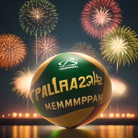 art to celebrate winning a championship, with green festive background, green fireworks, Brazilian soccer team palmeiras references, futuristic, 8k