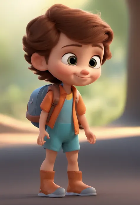 a happy cute kid standing short hair, vestindo uma fantasia espacial, , fundo branco, barnet, toon, estilo pixar, 3d, desenhos animados, rosto detalhado, asymmetrical 16k