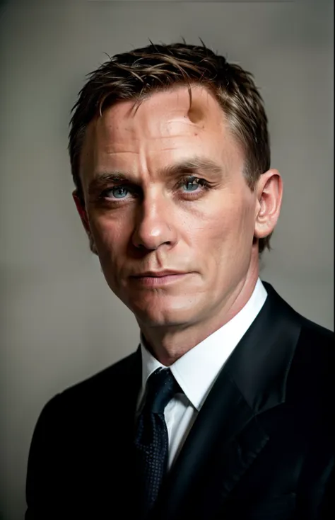 award winning (portrait photo:1.4) of a handsome man, 007danielcraig, dressed in a white suit, standing beside a silver aston ma...