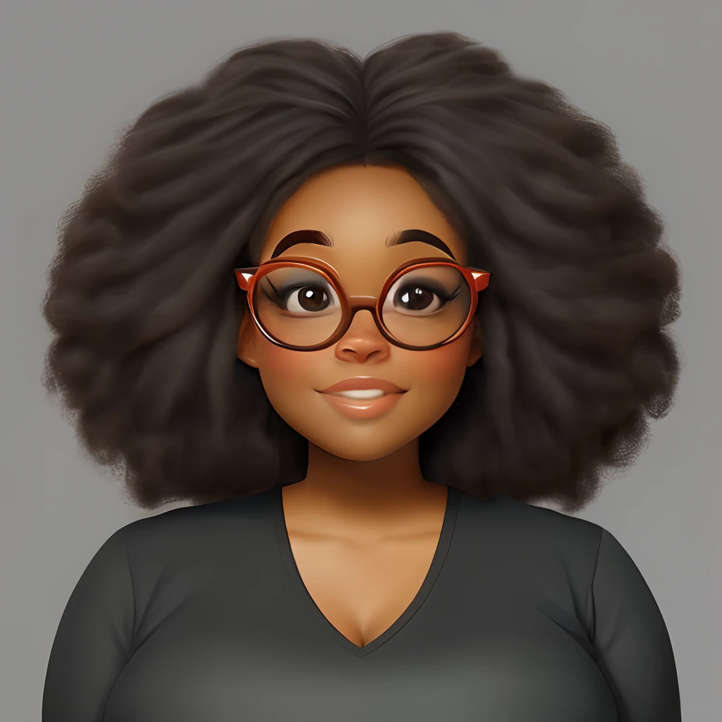 plus size dark-skinned african-american woman pixar coily hair glasses