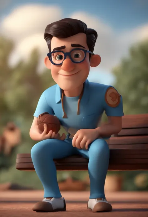 Cartoon character of a man with black glasses and a blue shirt, animation character, Caractere estilizado, animation style rendering, 3D estilizado, Arnold Maya render, 3 d render stylized, toon render keyshot, Personagem 3D, Personagem 3D, 3d rendering st...