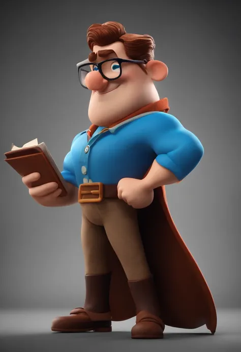 Cartoon character of a man wearing black glasses and a blue shirt, um personagem animado, Caractere estilizado, animation style rendering, 3D estilizado, Arnold Maya render, 3 d render stylized, toon render keyshot, Personagem 3D, Personagem 3D, 3d renderi...