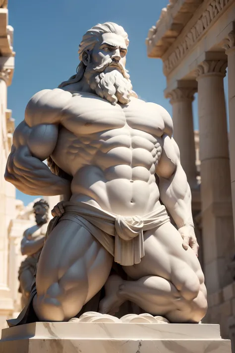 Statue of a strong man with shirtless beard, preto e branco realista, Estoicismo, poses estoicas, Ancient Greece, atitude estoica, Pose estoica