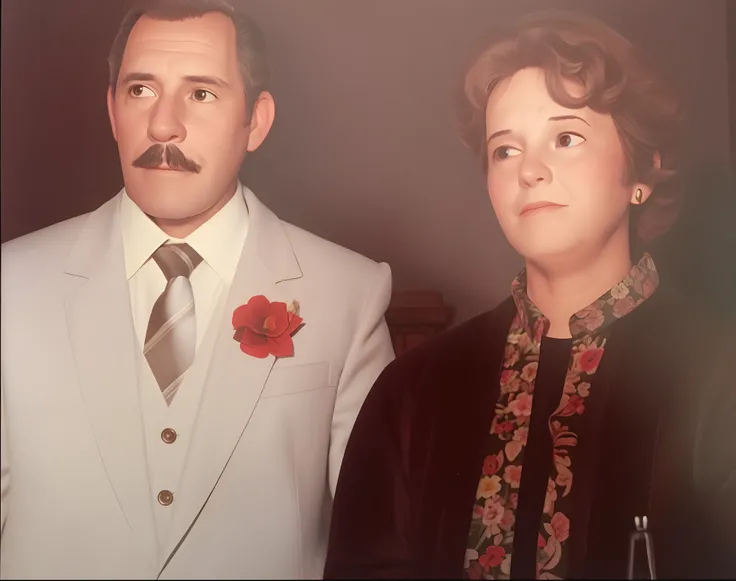 There are two people next to each other in a photo, momma and papa, Retrato de duas pessoas, imagem de perfil, foto do 7 0 s, foto dos anos 70, foto do perfil, Magda Torres Gurza, Jose Miguel Romano Francisca, unknown location, tiradas no final dos anos 19...