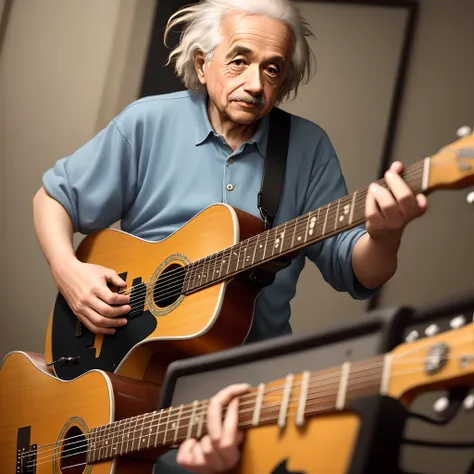 Albert Einstein playing guitar