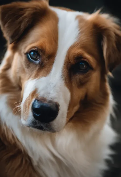 cachorro viralata branco com mancha caramelo nas orelhas