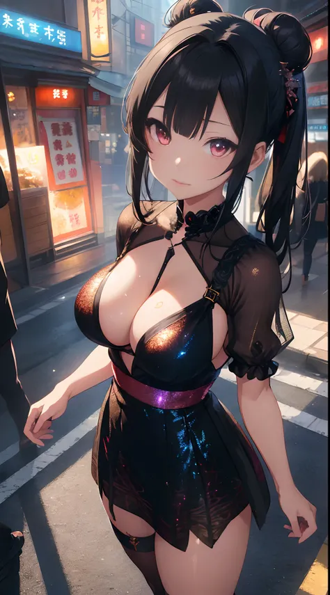 8k HD resolution, (masterpiece), best quality, expressive eyes, perfect face, Higly detailed, Professional art, vivid colours, 135 lens, sun ray lighting, ((bokeh)), (depth of field), Concept: Anime waifu whose eyes are particularly striking and captivatin...