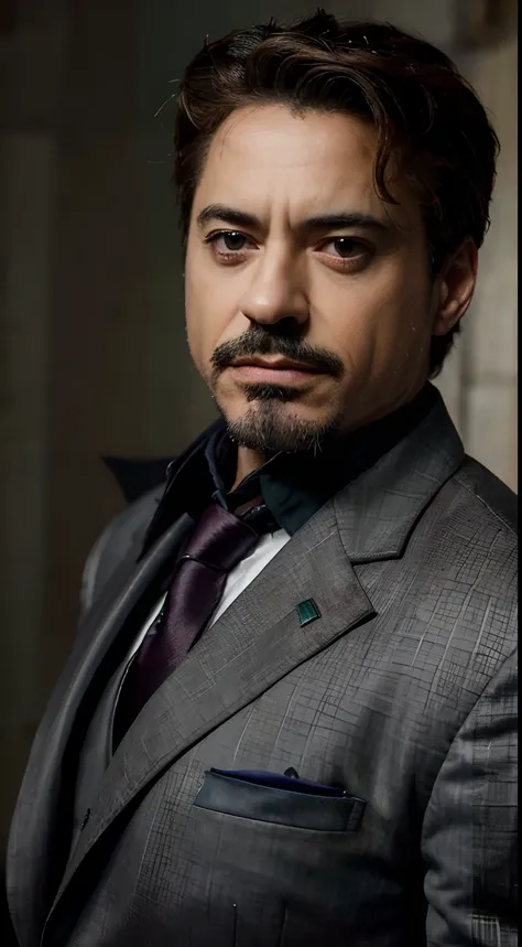 best quality,4k,(portrait:1.1),robert downey jr,(palestine attribtte:1.1),distinguished,confident expression,intense gaze,sharp jawline,well-groomed beard and mustache,[palestinian flag],[palestinian pattern],dark suit and tie,subtle smile,detailed eyes,pi...