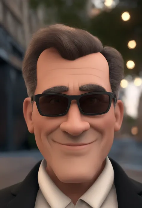 Criar uma imagem de um homem de 46 anos professor, sorrindo, usando oculos retangular, sendo musculoso. Na imagem o homem deve estar segurando livros. o estilo da imagem deve ser ser pixar- disney 3 d. Caractere estilizado, animation style rendering, 3D es...