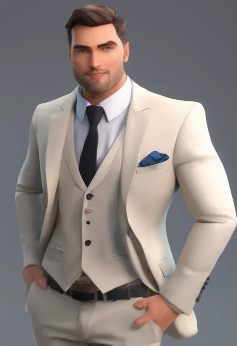 Mens suit black tie age 25 years The art style should resemble the pixar animation style.