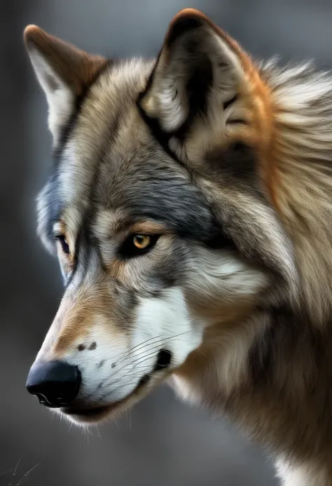 grey wolf, digital art, profile photo