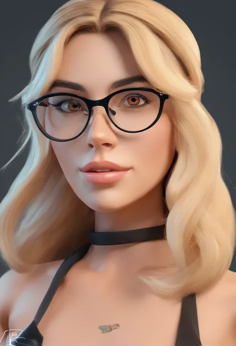 A personagem deve ser uma menina, desenho animado, com olhos castanhos, Longas, reto, cabelos loiros claros, Uma bela, rosto arredondado, e pele clara.Blonde woman with glasses and a ring on her finger, thick glasses, Directed by: Nandor Soldier, fernanda ...