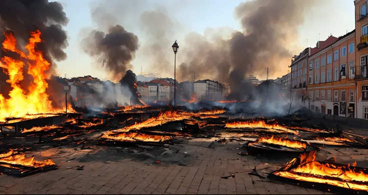 Lisbon city destroyed by flames