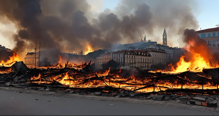 Lisbon city destroyed by flames