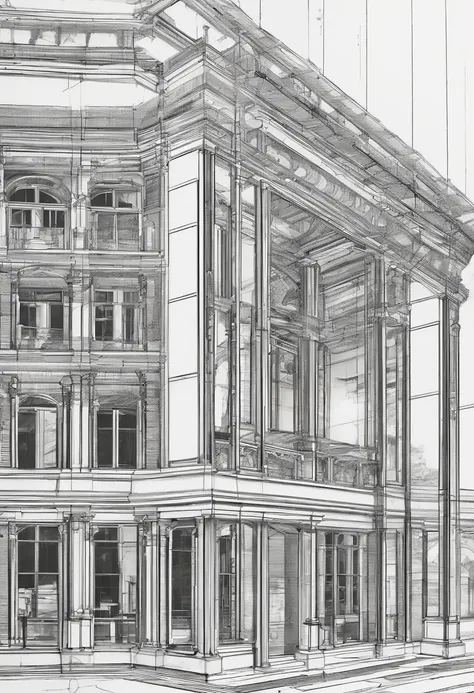 "Highly detailed building D blueprints, Precise measurements and specifications, Complex mechanical parts, Accurately represent materials and textures, Technical drawings with clear annotations, Professional-grade detail and accuracy."