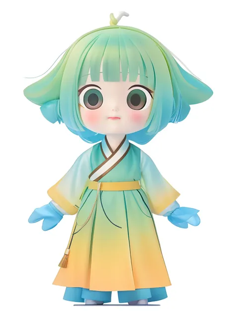 Cartoon character of a girl dressed in green and yellow costumes, lovely digital painting, advanced digital chibi art, inspired by Li Mei-shu, cute character, tchibi, Inspired by Hu Zaobin, inspired by Mei Qing, Inspired by Ai Xuan, Palace ， （（A girl in Ha...