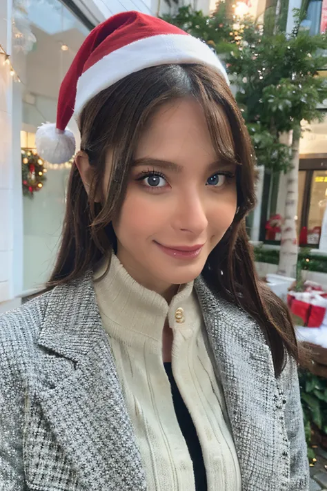 A girl dressed up for Christmas