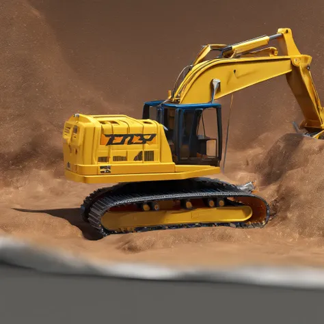 Toy excavator, Models, Delicate toys,Structurally sound，Simulation design， Glossy and delicate,Clean background, Good gloss, 3D rendering of,Best quality