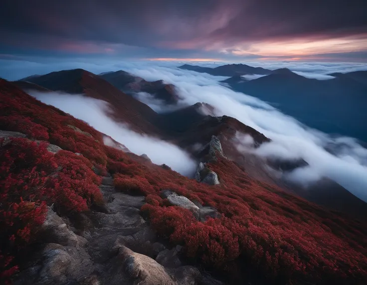 Mountainous sea of clouds