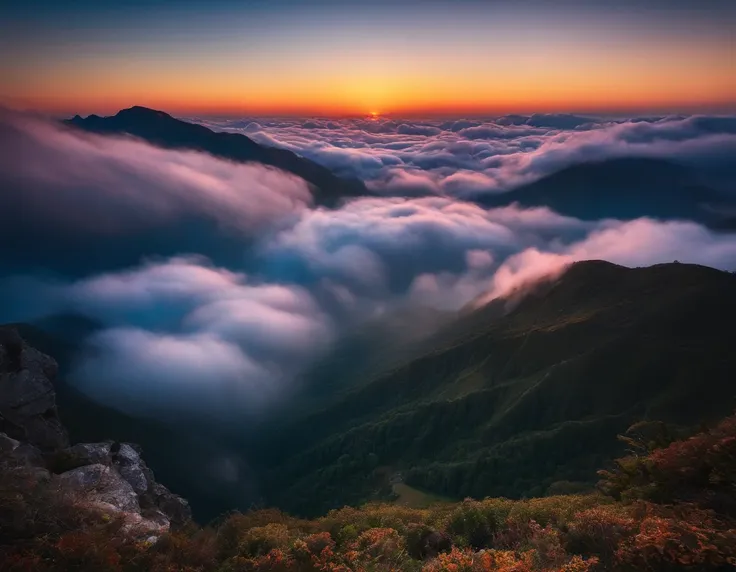 Mountainous sea of clouds