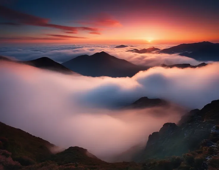 Mountainous sea of clouds