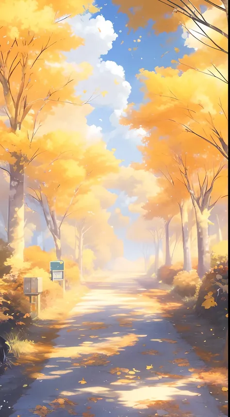 A road painting with trees and leaves, Anime background art, anime backgrounds, beautiful anime scenery, beautiful anime scenes, Anime art wallpaper 8 K, landscape artwork, ross tran. scenery background, anime nature wallpap, drawn in anime painter studio,...