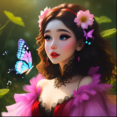 a butterfly with music and makeup