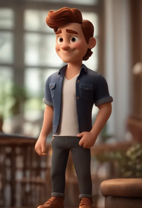 Personagem de desenho animado de garota ruiva, brown eyes, black pants and white tshirt, animation character, Caractere estilizado, animation style rendering, 3D estilizado, Arnold Maya render, 3 d render stylized, toon render keyshot, Personagem 3D, Perso...