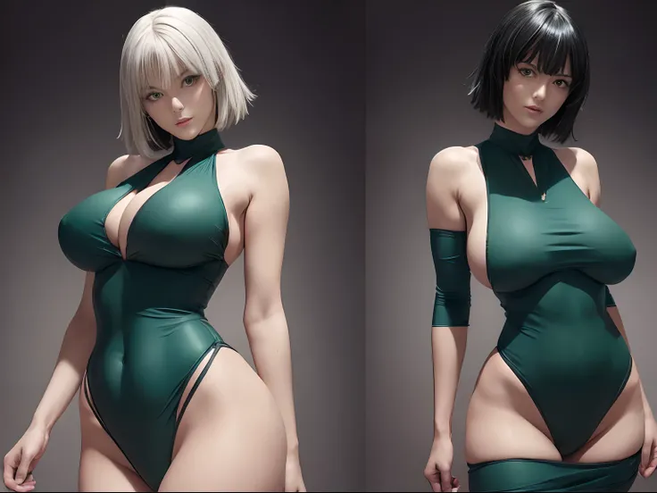 (((fubuki))) ((from one punch man)) (((enormes tetas))) 8k,(((cuerpo completo lleva su vestido verde oscuro)))(((Amazing tits)))caliente, hermosa,((Hornie)), (((una chica))) 8k, hiperrealista todo como un motor irreal trazado de rayos render ((estilo huma...