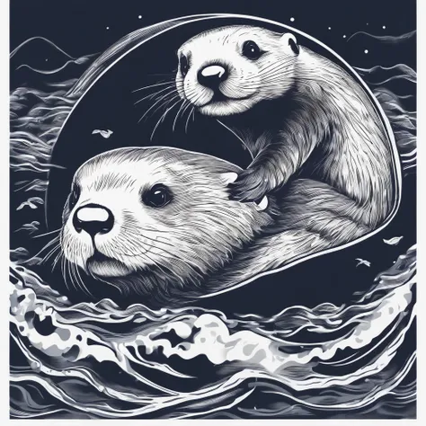 /imagine prompt: sea otter, sticker, excitement, shiny, disney, outline, vector, white background, detailed fantasy