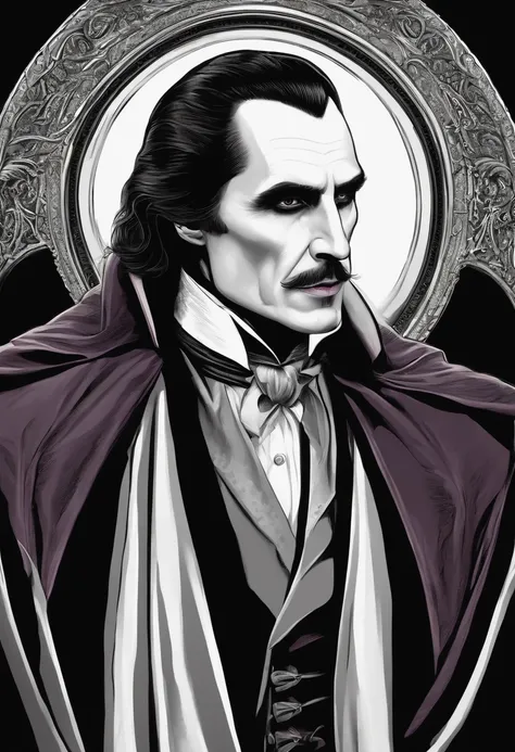 A color drawing of Count Dracula in dark style