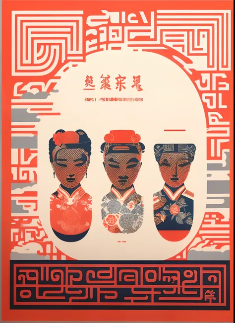 chinese writing, a poster by Shinoda Toko, tumblr, ukiyo-e, japanese inspired poster, artwork in style of sheng lam, Wang Chen, japanese graphic design, poster, shipibo, 2 0 1 8, 2018, ( ( risograph ) )